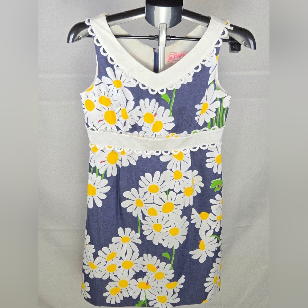 Y2K Lilly Pulitzer Daisy Ladybug Coastal Chic Midi Dress, Size 2